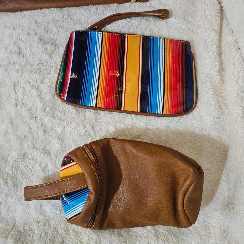 Mexistuff Brown Serape Stripe Convertible Diaper Bag Backpack Crossbody Set